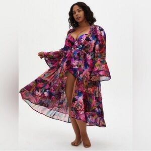 Torrid Multicolor Floral Swim Coverup